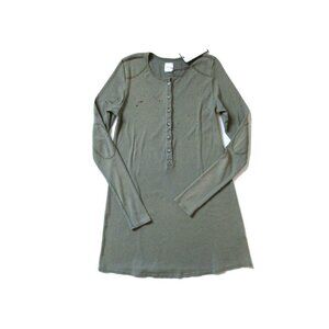 NWT GM Studio The Mini in Vintage Military Green Destroyed Henley Dress M/L